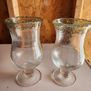 Speckled Rim Glass Goblets